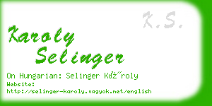 karoly selinger business card